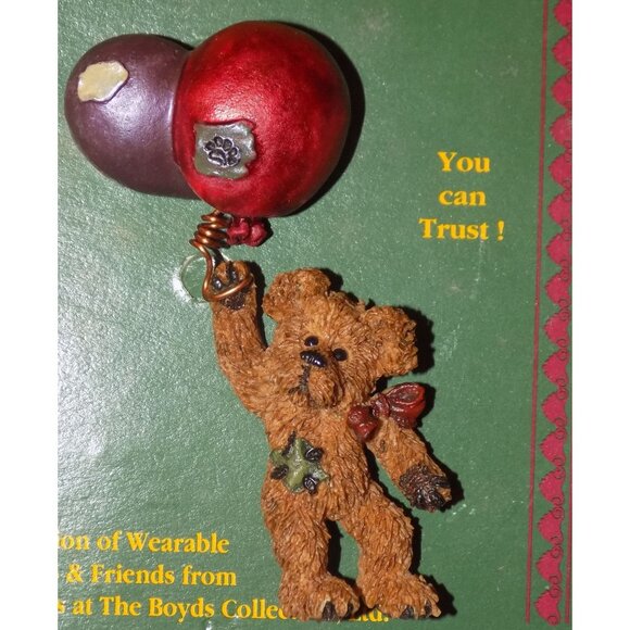 Boyds Bears Bearwear Brooch Lapel Pin 1995 MILO WITH BALLOONS Vintage - 26116 - Picture 3 of 3
